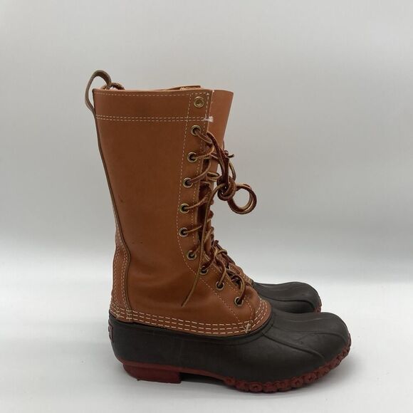 L.L. Bean Shoes - Women 6M Vtg LL Bean Boots Old Label Maine Hunting Duck Rain Leather Rubber USA